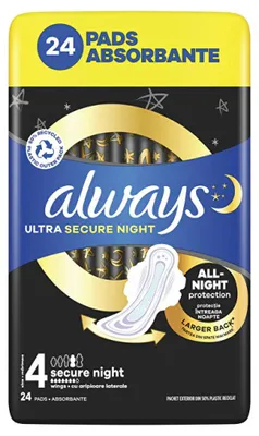 Immagine prodotto di Always Ultra Secure Night Assorbenti con ali Taglia 4, 24 pezzi