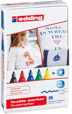 Image de Edding Edding4500 Set de marqueurs textiles, 5 stylos,