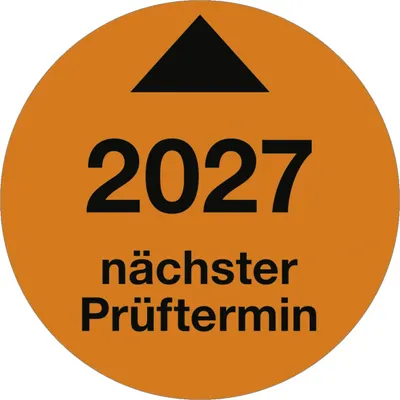 Produktbild von Dreifke® Prüfplakette Nächster Prüftermin 2027, Folie, Ø 30 mm, 10 Stück/Bogen