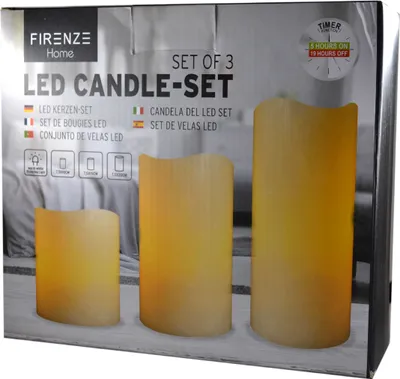 Produktbild von LED Kerze Kunststoff Timer für Innen 10 15 20cm 3er Set : Beige