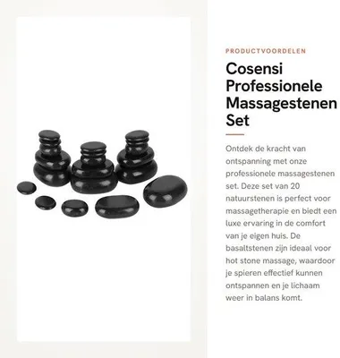 Produktbild von Massage-Stein-Set mit 20 Stück – Naturstein – Lava – Basaltsteine – Steine für Hot-Stone-Massage – Professionelle Massageanwendung