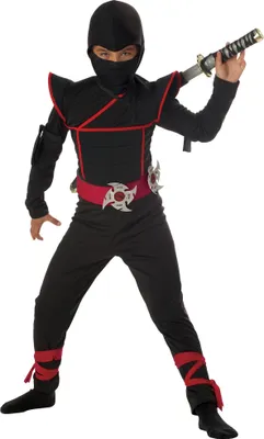 Produktbild von Ninja Fighter Kostüm für Kinder schwarz Kindergröße: 128-134