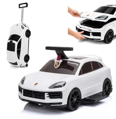 Produktbild von Porsche Cayenne 3-in-1-Rutschauto & Koffer - 1 bis 3 Jahre - Multifunktionales Laufauto für Kinder - Handgepäck 12L - Weiß