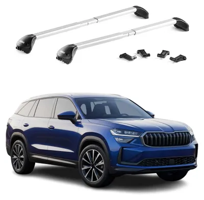 Image de Barres de toit transversales pour Skoda Kodiaq 2017-2025 Alu Gris 2Pcs ABE, Image générée par une IA