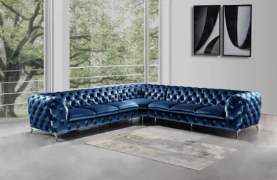 Produktbild von Design Chesterfield Ecksofa Eckcouch Loungesofa Couch Samt Textil  Sofa UForm
