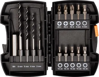 Immagine prodotto di Projahn Bohrer & Bit Satz 15-tlg, für Akku-Bohrmaschinen inkl. Box , 6,3 / 1/4"