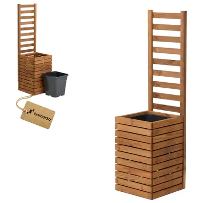 Immagine prodotto di Fioriera con graticcio Spalliera con cassetta per piante Cassetta per fiori in legno Aiuola rialzata con inserto per piante 1x18L (orizzontale-marrone, 36x36x55 H132)