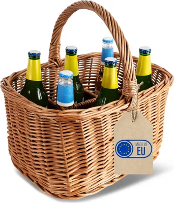 Image de Creative Home Panier à Bouteilles en Osier 6 Compartiments - 40 x 31 x 38 cm