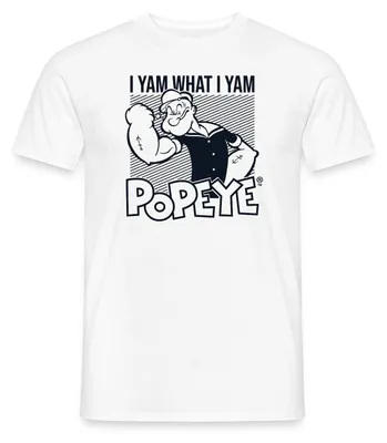 Produktbild von Spreadshirt Popeye I Yam What I Yam Männer T-Shirt, XL, Weiß