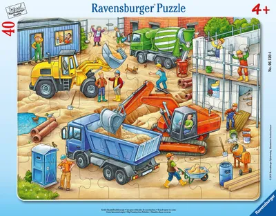 Image de Ravensburger Kinderpuzzle - 06120 Grands véhicules de chantier - Puzzle à cadre pour enfants à partir de 4 ans, avec 40 pièces