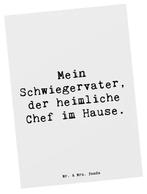 Produktbild von Mr. & Mrs. Panda Postkarte Spruch Schwiegervater Chef - Weiß - Geschenk, Ansichtskarte, Postkarten, einzelkarte, Geburtstagsgeschenk, Familienbeziehungen, Dankeschön