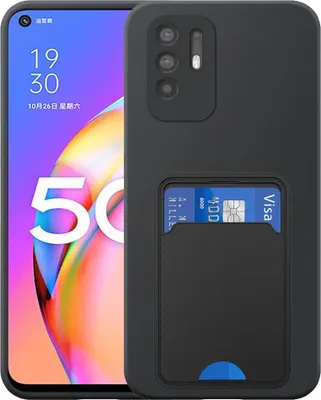 Immagine prodotto di Adatto per Oppo A94 5G Custodia del telefono con supporto per schede in TPU - Custodia flessibile in silicone TPU con slot per schede - Nero - Smartphonics