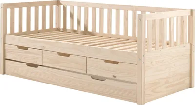 Zdjęcie produktu dla FURNLUX Dziecięce łóżko pojedyncze Fritz Beige 90x200cm / Kolor główny: beżowy / Wymiary: 99 x 212 x 86 cm