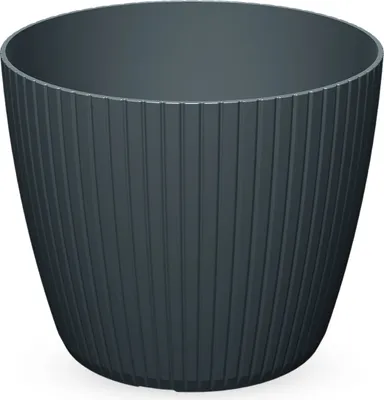 Obrázok produktu pre 3.11 Plastový kvetináč LAMIA - cca Ø 38 x 32,5 cm - kvetináč s drážkami v antracitovej farbe