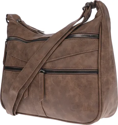Produktbild von Christian Wippermann Damen Tasche Schultertasche Umhängetasche Crossover Bag Leder Optik Handtasche Braun