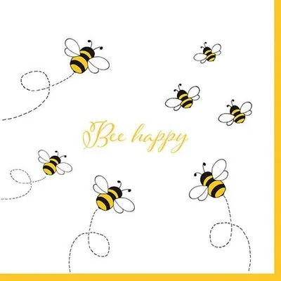 Zdjęcie produktu dla 360 Serwetki Papstar, 3-warstwowe, 1/4 składane 33 cm x 33 cm Bee Happy 89309