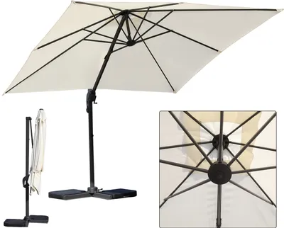 Zdjęcie produktu dla TolleTour Parasol ogrodowy typu „ampel” o średnicy 3 m, obrotowy, z regulacją nachylenia, obrót o 360°, parasol targowy, beżowy