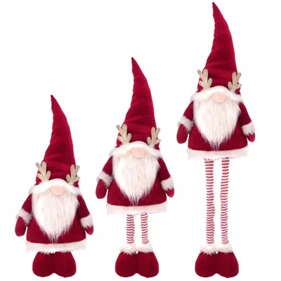 Produktbild von Große Elfen Gnom Deko Figur Weihnachten Weihnachtsdeko Teleskopbeinen Rot