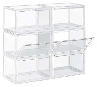 Immagine prodotto di Contenitori per scarpe impilabili – bianchi – 28 x 36 x 22 cm