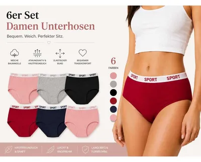 Produktbild von Damen Slips 6er Pack Baumwolle – bequem & atmungsaktiv Mix4/L