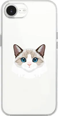 Produktbild von Flexible Hülle für das iPhone 16e, Kameraschutz, TPU Silikon transparent, weiße Burmakatze