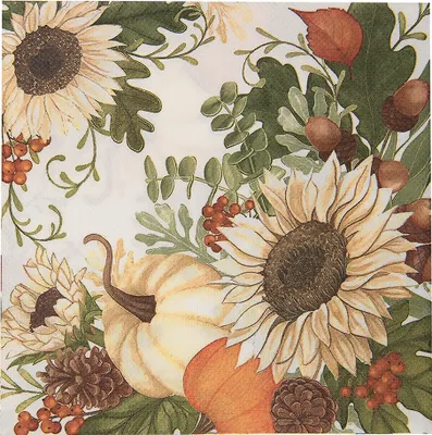 Image de Clayre & Eef Serviettes en papier Set de 20 33x33 cm Blanc Beige Papier Fleurs