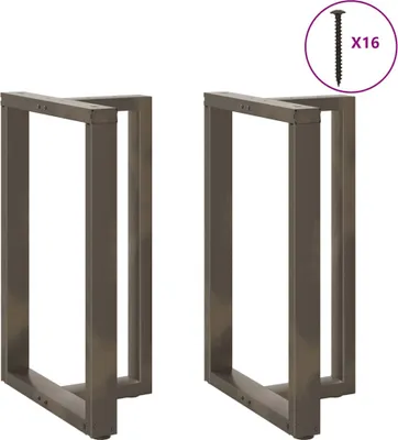 Image de Pieds de table de bar en T, 2 pièces, noir, 60 x 35 x (90-91) cm, acier