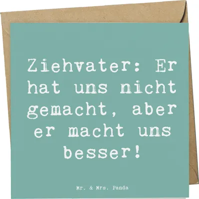 Produktbild von Mr. & Mrs. Panda doppelkarte Spruch Ziehvater Liebe - Meeresbrise - Geschenk, anlasskarte, Klappkarte, Bonusvater, faltkarte, Eltern, Glückwunschkarte, Geschenke, Kinder