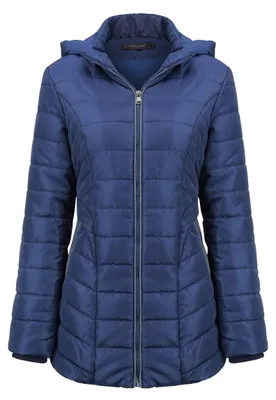 Productafbeelding van Dames Gewatteerde Winterjas met Capuchon in Marineblauw