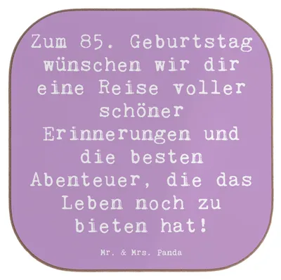 Produktbild von Mr. & Mrs. Panda Untersetzer für Gläser Spruch 85. Geburtstag - Lavendeltraum - Geschenk, Coaster, Happy Birthday, Tassenuntersetzer, schöne Erinnerungen, Feier, Glas