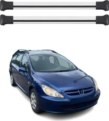 Image de Barres de Toit transversales pour Peugeot 307 Break 2002-2008 Aluminium Gris 2x
