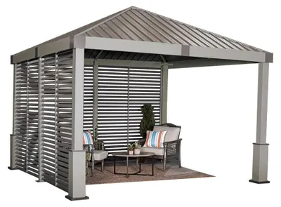 Produktbild von Sojag Aluminium Pavillon Nanda 1212 inkl. Seitenwand Champagner 363x363x313 cm