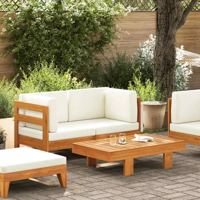 Produktbild von vidaXL 2-tlg. Garten-Lounge-Set mit Cremeweißen Kissen Akazienholz