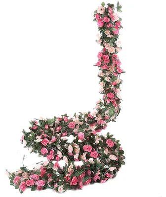 Produktbild von Künstliche Blumengirlande Rosa Rosen 8 Stück 2,45m Seidentuch Kunststoff
