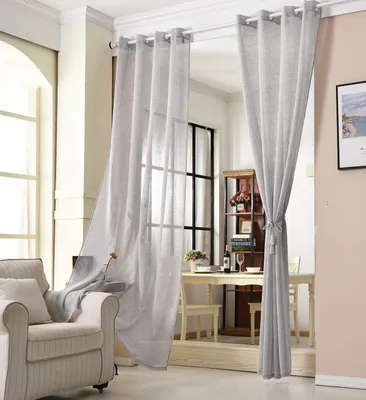 Produktbild von WOLTU Gardinen transparent mit Ösen Leinenoptik Vorhang Ösenvorhang Halbtransparent Stores Voile Fensterschal Leinenvorhang für Wohnzimmer Kinderzimmer Schlafzimmer 140x245 cm, Hellgrau (1 Stück)