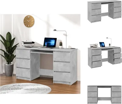 Produktbild von vidaXL Schreibtisch Betongrau 140x50x77 cm Holzwerkstoff -  Schreibtische