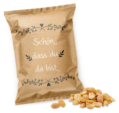 Produktbild von Erdnusstütchen Schön, dass du da bist – Gastgeschenk Hochzeit im Vintage-Design50 Stück