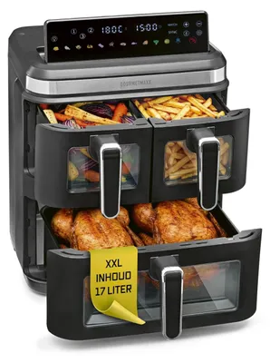 Productafbeelding van Heteluchtfriteuse Verticale 3 Kamers - 3000 W Vermogen - 17 Liter Inhoud