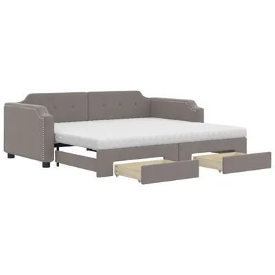 Immagine prodotto di vidaXL Letto da giorno allungabile con cassetti Taupe 80x200 cm tessuto