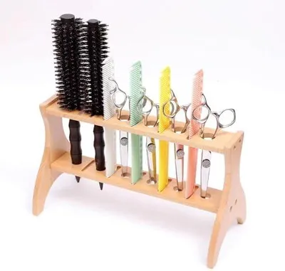 Produktbild von Scherenhalter für den Salon aus Buchenholz, Organizer und Ständer für Friseurscheren, Scherenbehälter für Friseure, Tischorganizer
