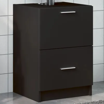Image de Meuble sous-vasque noir 40x37x59 cm Bois composite - Salle de bains 848102