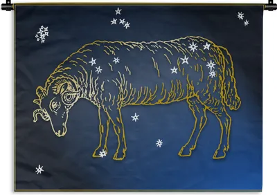 Produktbild von MuchoWow® Wandteppich Wandbehang Sternbild - Widder - Sterne 60x45 cm Tapisserie Dekoration Wandtuch - Das Schlafzimmer