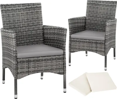 Zdjęcie produktu dla tectake® Zestaw 2 krzeseł rattanowych Nantes durable 59 x 57 x 85 cm