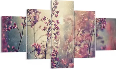 Produktbild von Bild auf Leinwand - Leinwandbild - 5 Teile - Blumen Regen Licht - 125x70cm - Wand Bild - Wanddeko - Wandbilder - Leinwanddruck - Bilder - Wanddekoration - Leinwand bilder - Wandbild - EA125x70-4218