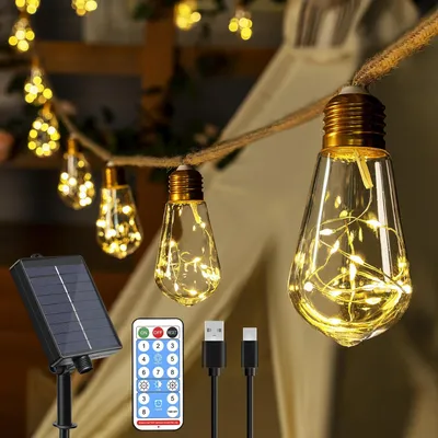 Produktbild von Solar Lichterkette 8m mit 16 LED-Lampen und 8 Beleuchtungsmodi