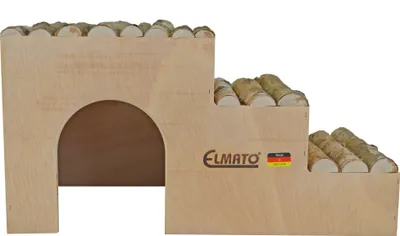 Produktbild von Elmato 10425 Meerscheinhaus, Stufenhaus Nagerhaus Treppe Rampe, 42x22x23cm