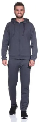 Produktbild von Herren Jogging Anzug Trainingsanzug Fitness mit Kapuze; Dunkelgrau M