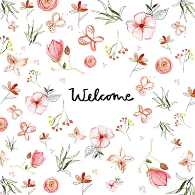 Produktbild von 20 Servietten Welcome - Willkommen um Blümchen 33x33cm