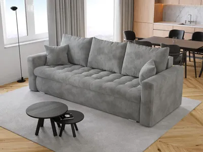 Produktbild von BroMARKT Sofa mit Schlaffunktion LUIS 200x140 cm Couch mit Bettkasten Hellgrau