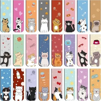 Produktbild von Magnetische Lesezeichen – 48 Stück in 24 Designs für Katzenliebhaber